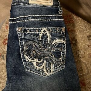 Embroidered Blue Skinny Jeans